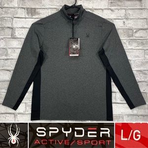 NWT SPYDER Large Gray 1/4 Zip Wicking Lightweight Activewear Pullover Shirt